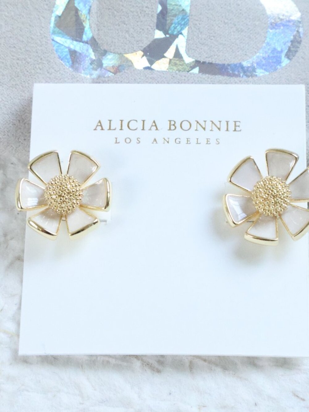 Alicia Bonnie Eden Gold Floral Stud Earrings | NEW